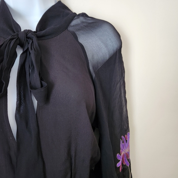 NWT Free People | Smoke Rings Floral Embroidered Sleeve Jumpsuit - Size 8 - Picture 6 of 14